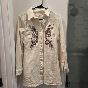 NWOT Embroidered Long Sleeve Dress - Cream